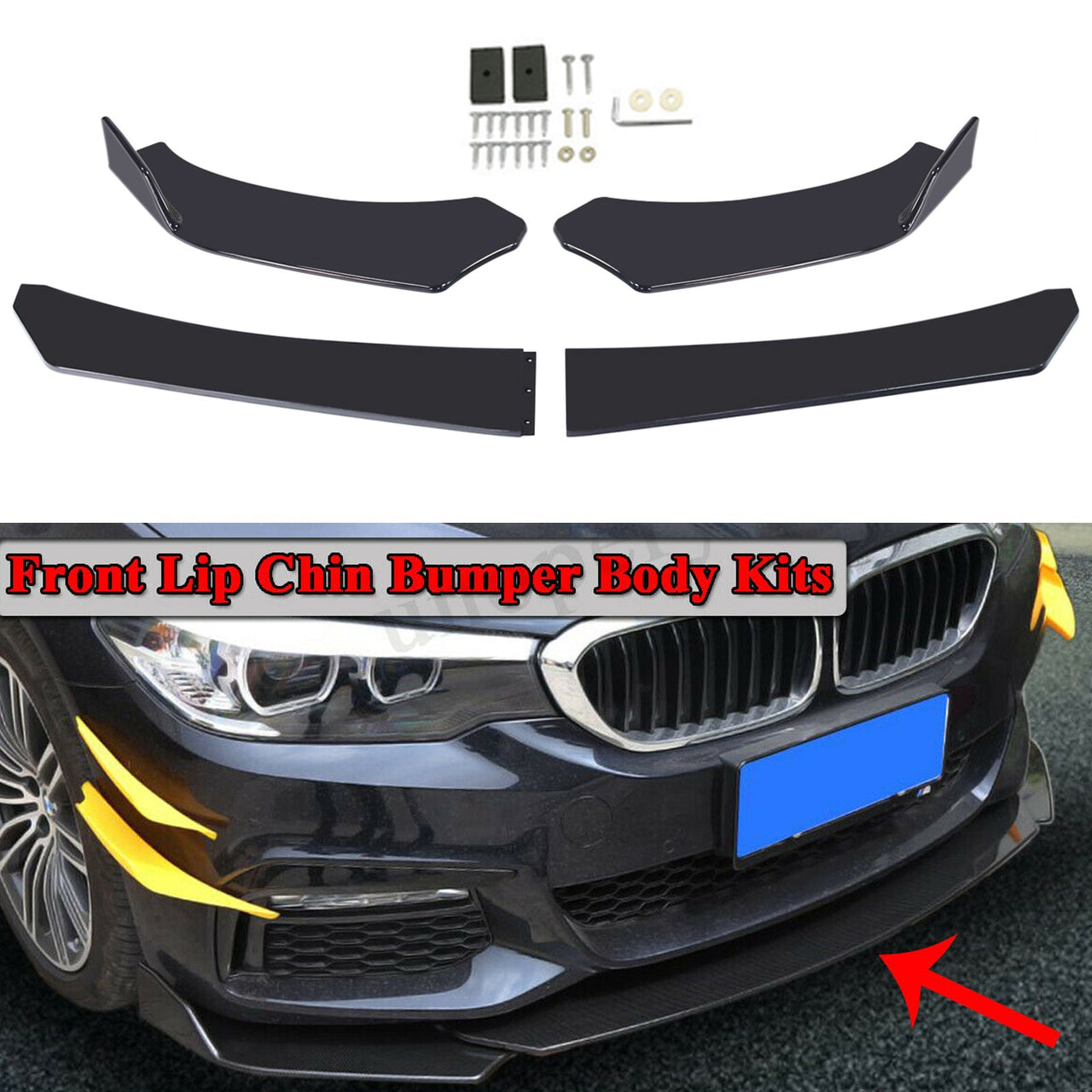 10Pcs ABS Front Bumper Spoiler Diffuser Side Skirt Rear Lip Splitter Canard Kits Generic