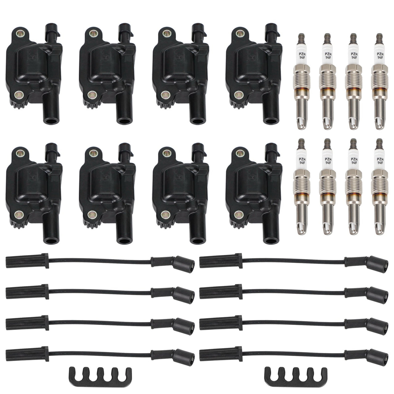 2005-2007 Chevrolet Corvette 6.0L-V8 8PCS Square Ignition Coil+Spark Plug+Wires 12611424 8125706160 D510C UF413 12570616 Generic