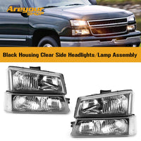 Thumbnail for 03-06 Silverado 1500/3500/1500 HD/500 HD Black Housing Clear Side Headlights/Lamp Assembly 10396913 15199557 2503224 Generic