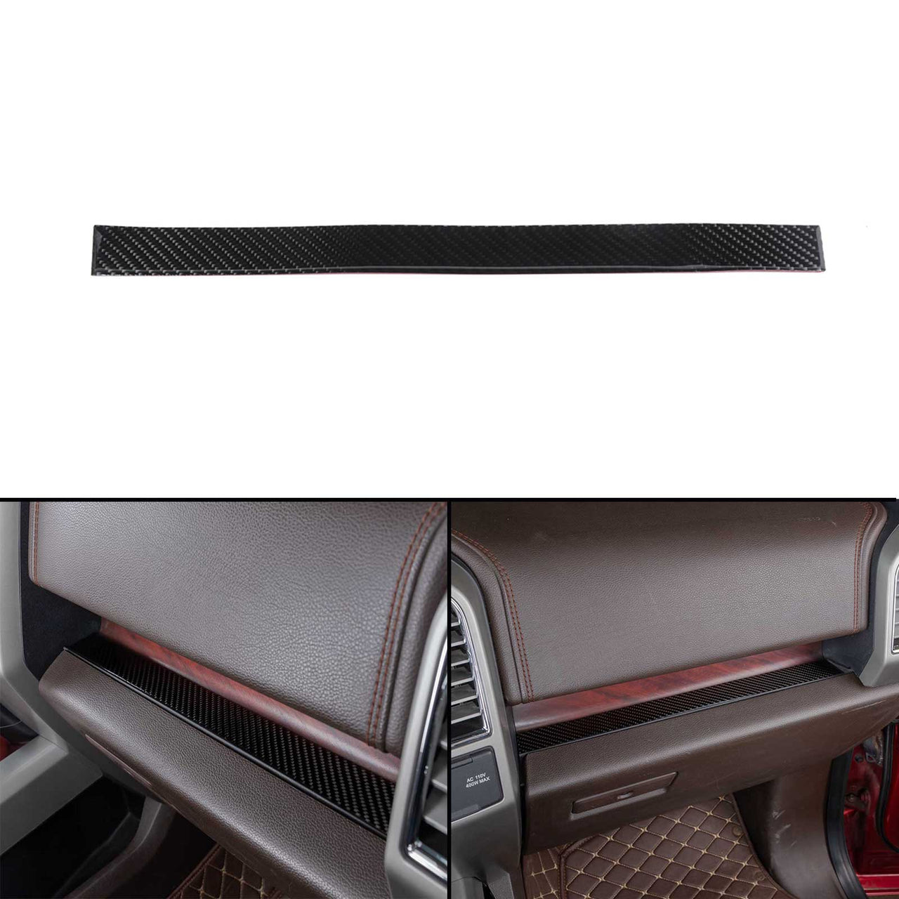 Carbon Fiber Inner Co-pilot Storage Slot Mat Cover Trim For Ford F150 2015- Generic