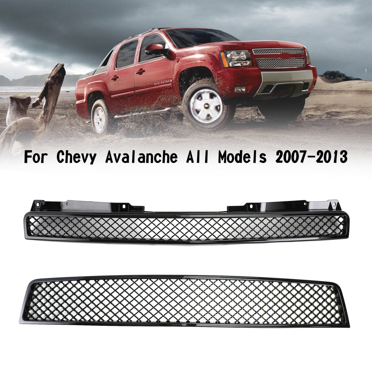 07-14 Chevy Tahoe/Suburban 2PCS Glossy Black Mesh Front Bumper Grille Generic