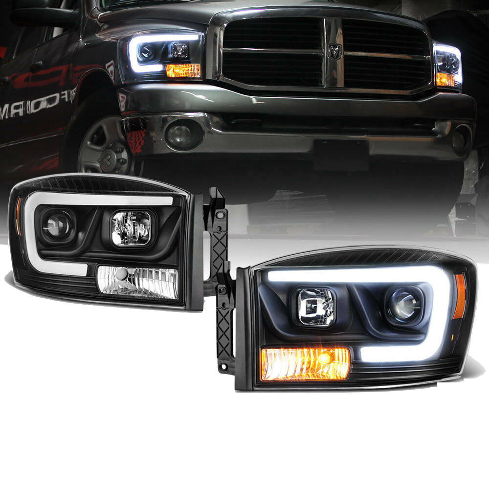 Black LED DRL Tube Projector Headlight Lamp for Dodge Ram 1500 2006 2007 2008 Ram 2500 3500 2006 2007 2008 2009