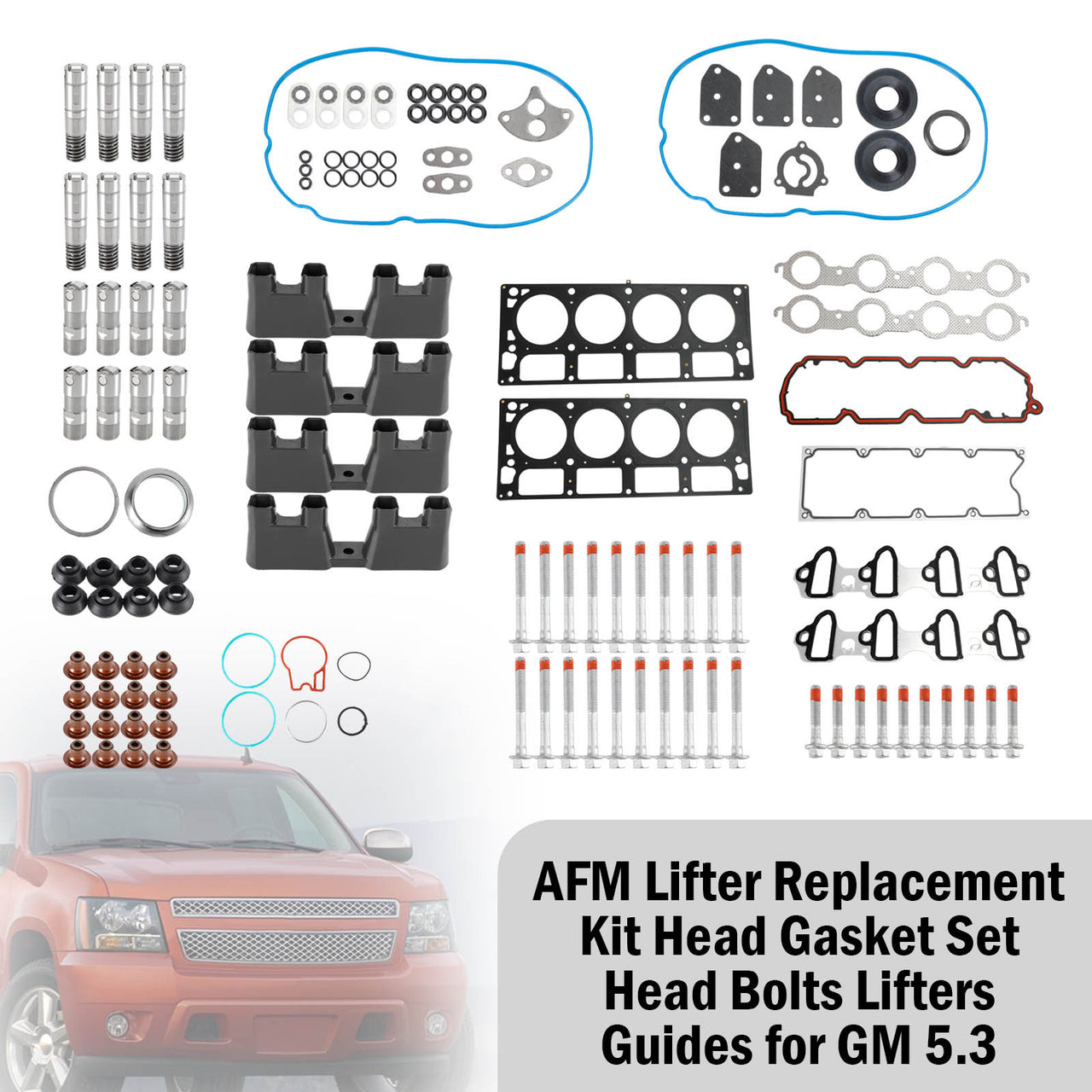 2005-2006 GMC Sierra 1500 5.3L 5328CC 325CID V8 ELECTRIC/GAS OHV 16 Valve AFM Lifter Replacement Kit Head Gasket Set Head Bolts Lifters Guides Fedex Express Generic