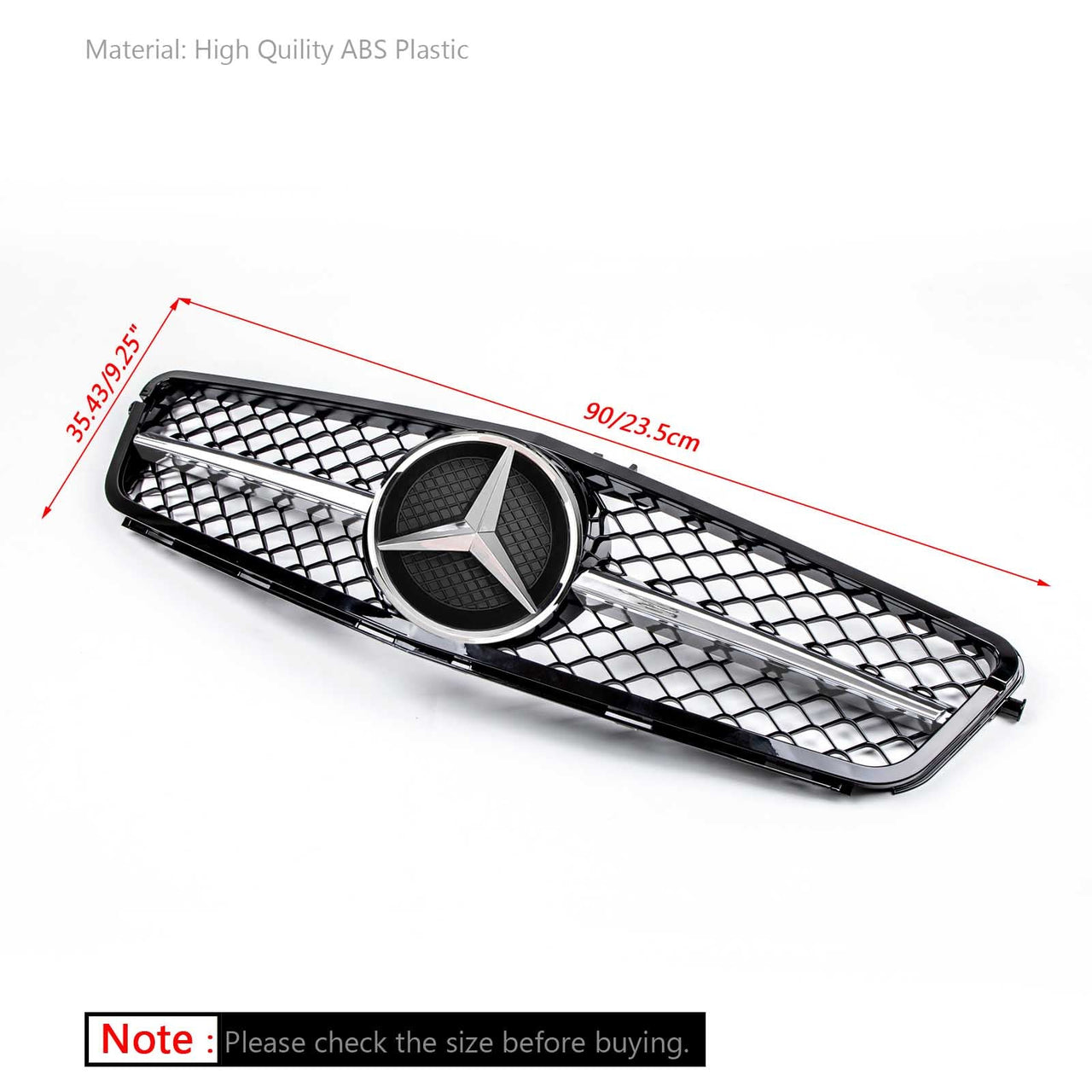 08-14 C-Class W204 C300 C350 Benz Grille ABS Gloss Black Chrome Front Grille Replacement Generic