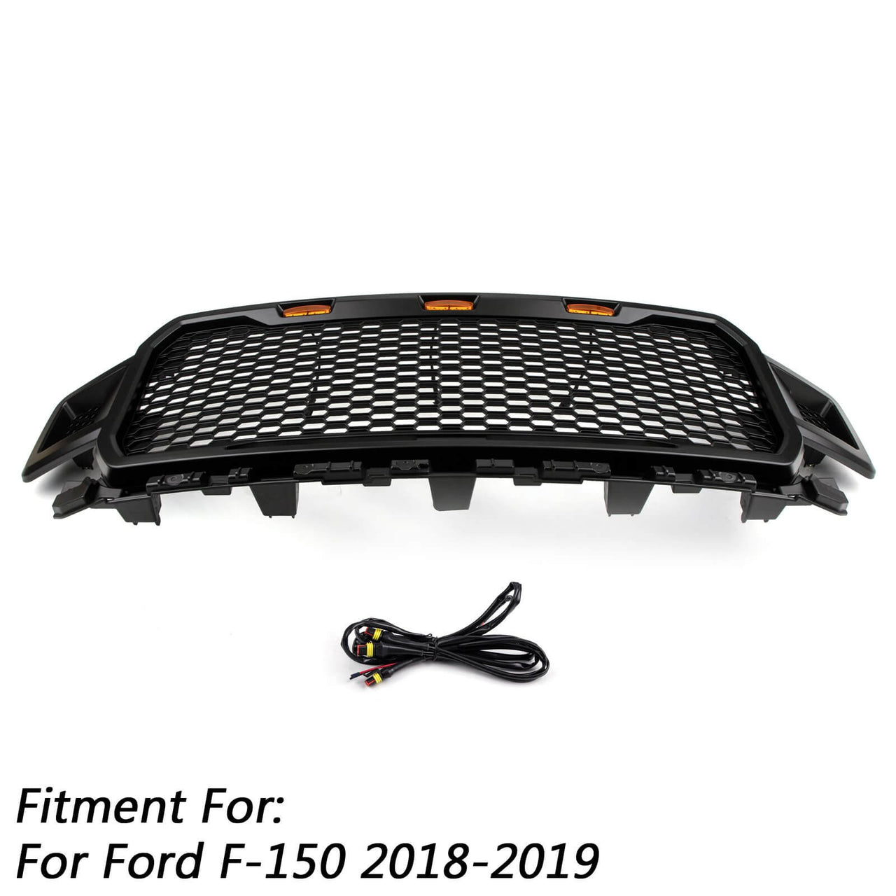 18-20 Ford F150 Honeycomb Grill Amber LED Raptor Style Grill Repalcment Generic