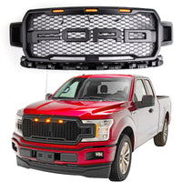 Thumbnail for 18-20 Ford F150 Honeycomb Grill Amber LED Raptor Style Grill Repalcment Generic