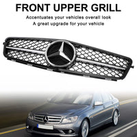 Thumbnail for 08-14 C-Class W204 C300 C350 Benz Grille ABS Gloss Black Chrome Front Grille Replacement Generic