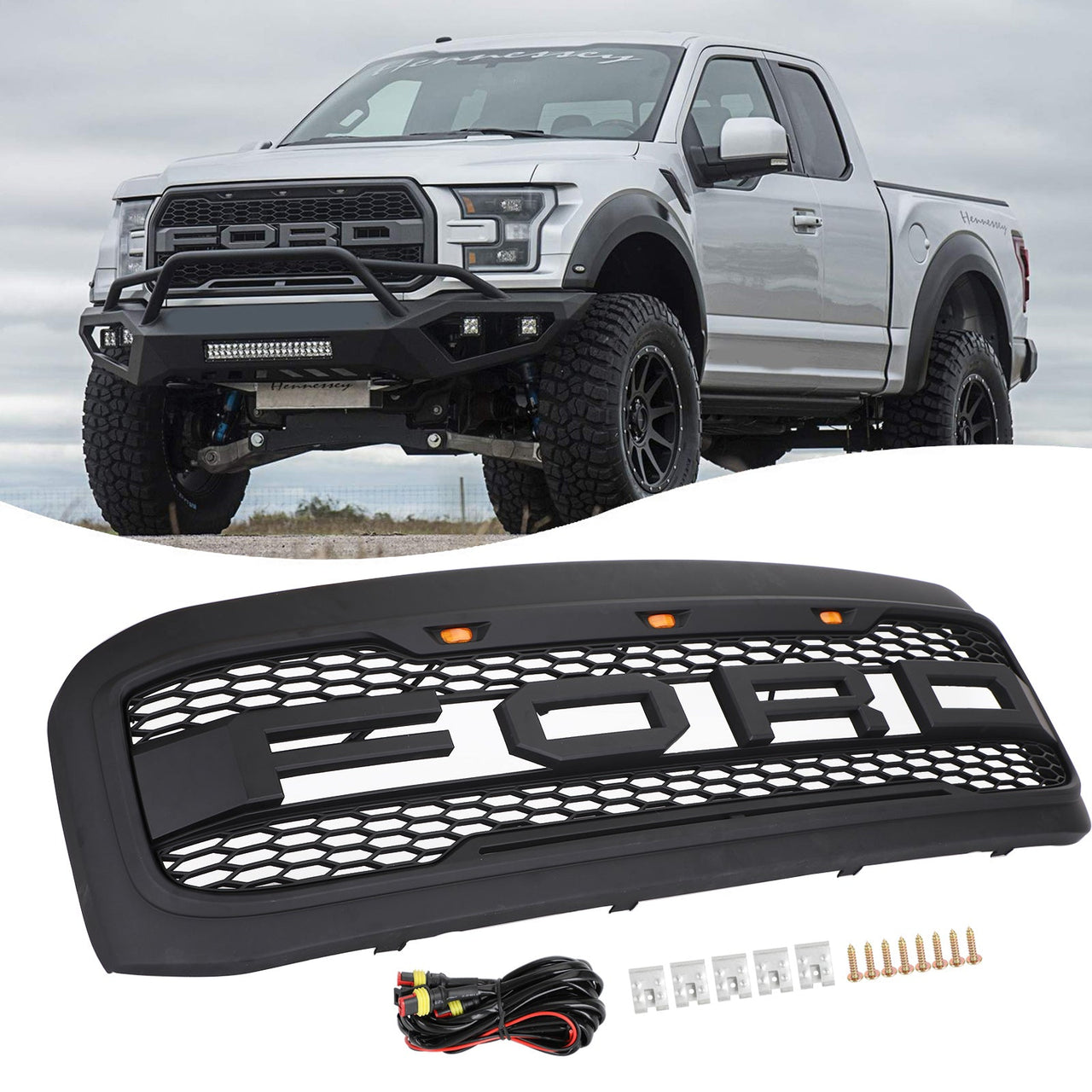 1999-2004 Ford F250 F350 F450 F550 Raptor Style Grill Super Duty Black Generic