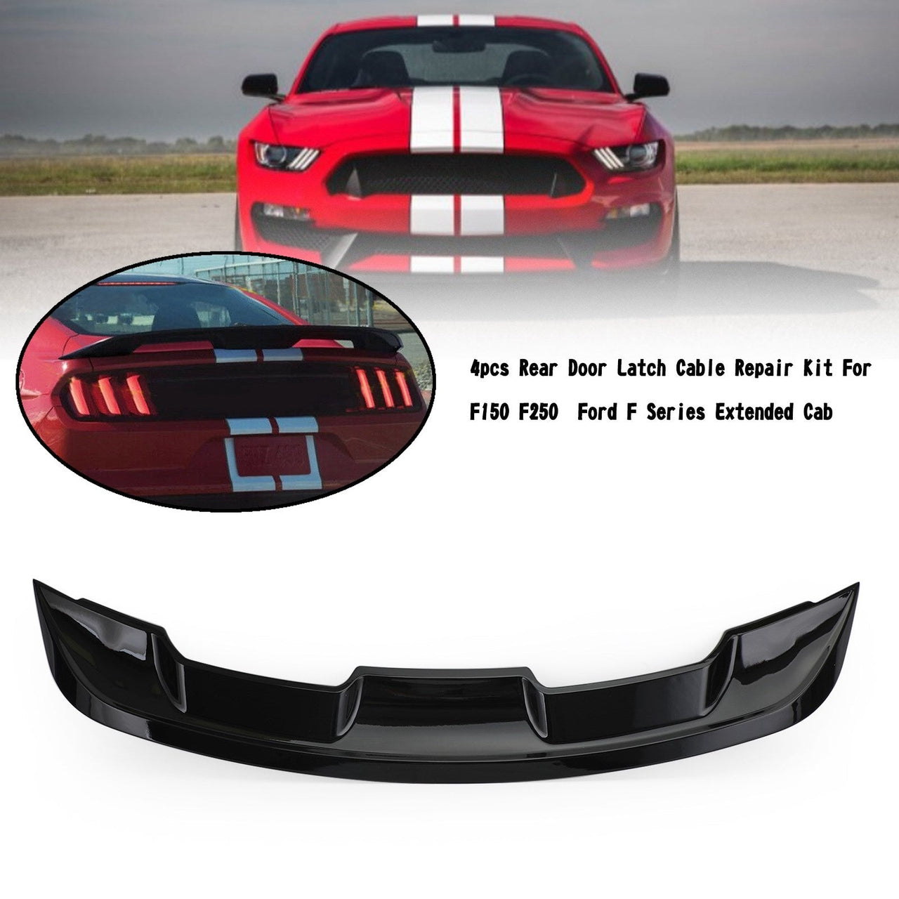 Trunk Spoiler Wing Gloss Black Fit Ford Mustang 2DR 2015-2021 GT500 GT350 Style Generic