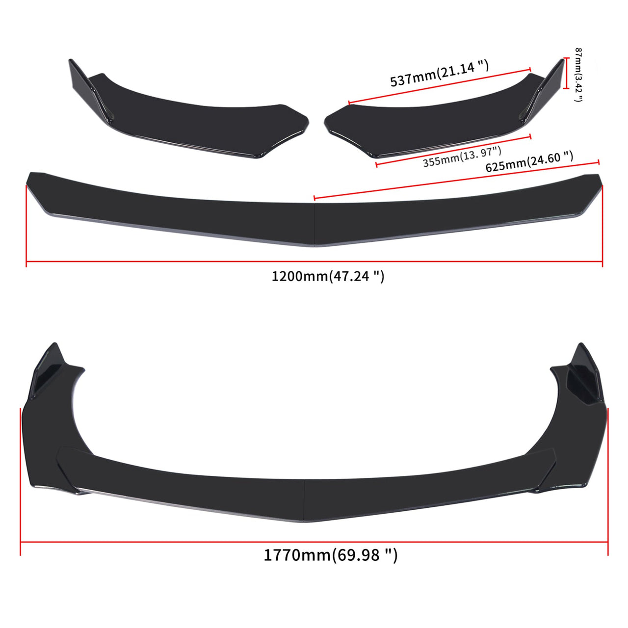 10Pcs ABS Front Bumper Spoiler Diffuser Side Skirt Rear Lip Splitter Canard Kits Generic