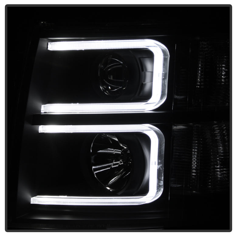 Chevy Silverado 2007-2013 Black OPTIC LED Projector Headlights Left and Right