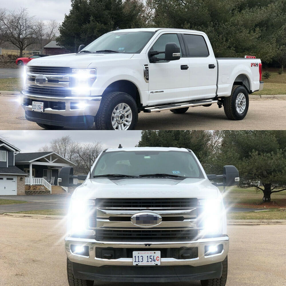 6000K LED Headlight Hi/Lo + Fog Light Bulbs for Ford F250 F350 F450 2005-2019