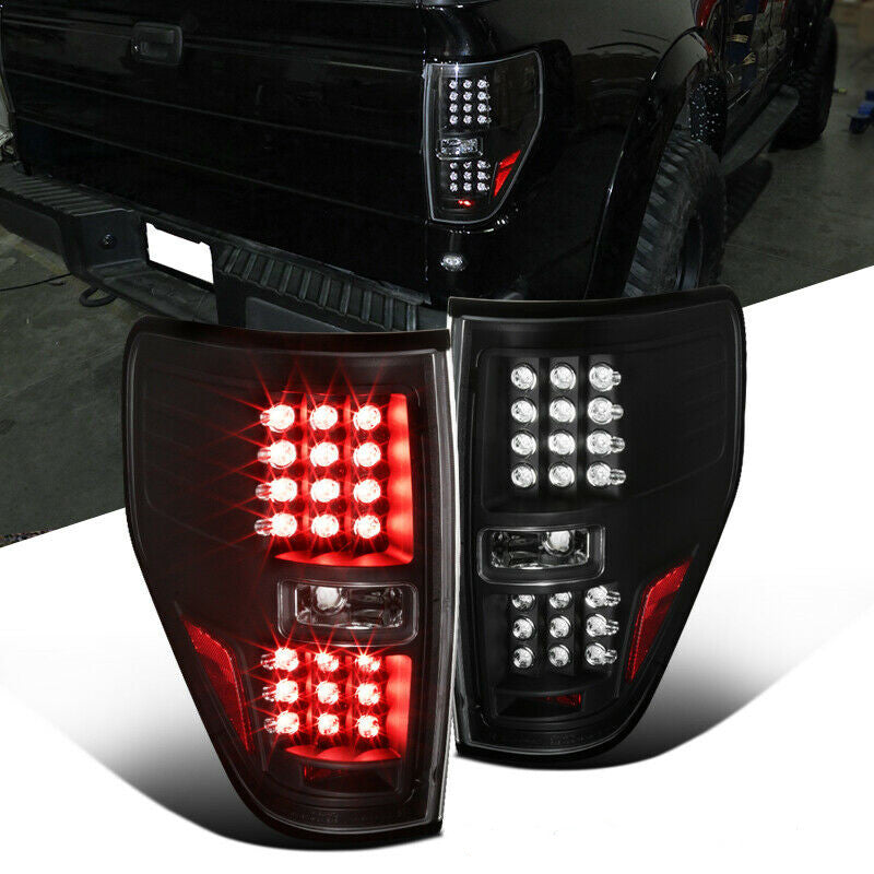 Pickup Black LED Tail Lights Rear Brake Lamps Left+Right 2009-2014 Ford F150