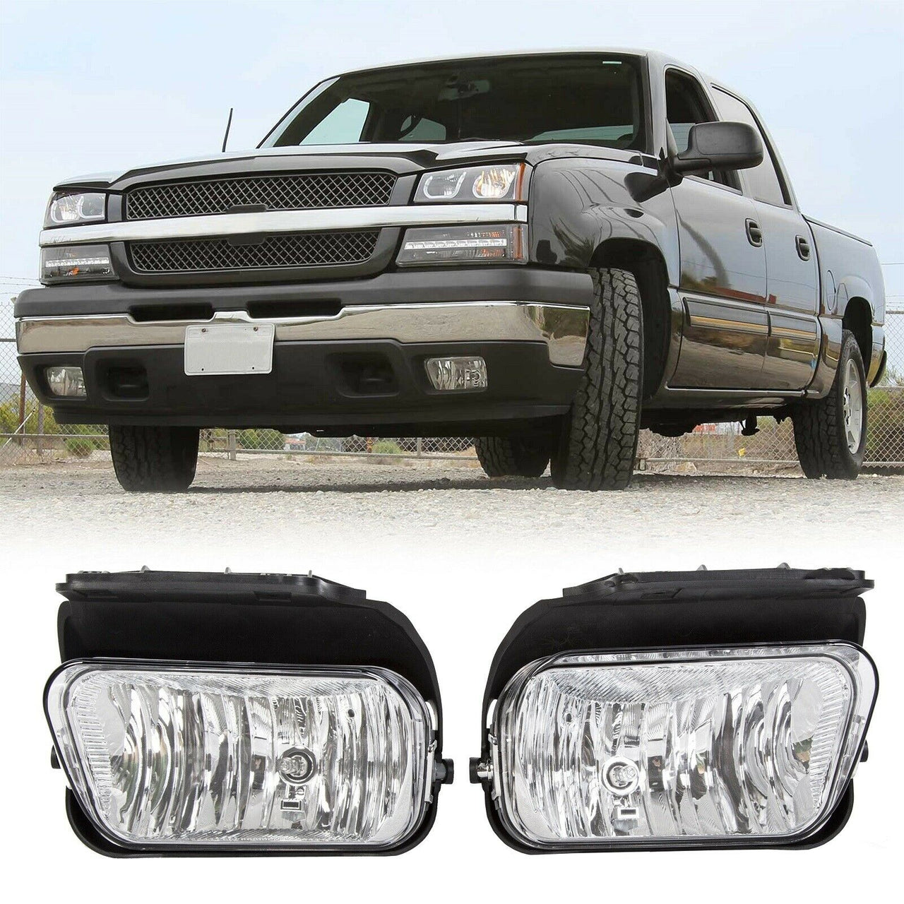 Smoke Tinted Fog Light Bumper Lamps for 2003-2006 Chevy Silverado 1500/2500/3500 HD