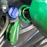 Thumbnail for for Dodge Ram 2500 3500 Green Diesel Fuel Tank Cap Blue DEF Cap Oil Cap