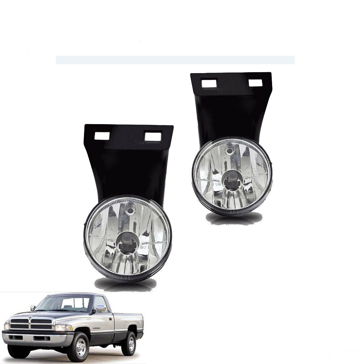 Clear Fog Lights and Replacement Bulbs for 1994-2001 Dodge Ram 1500 2500 3500