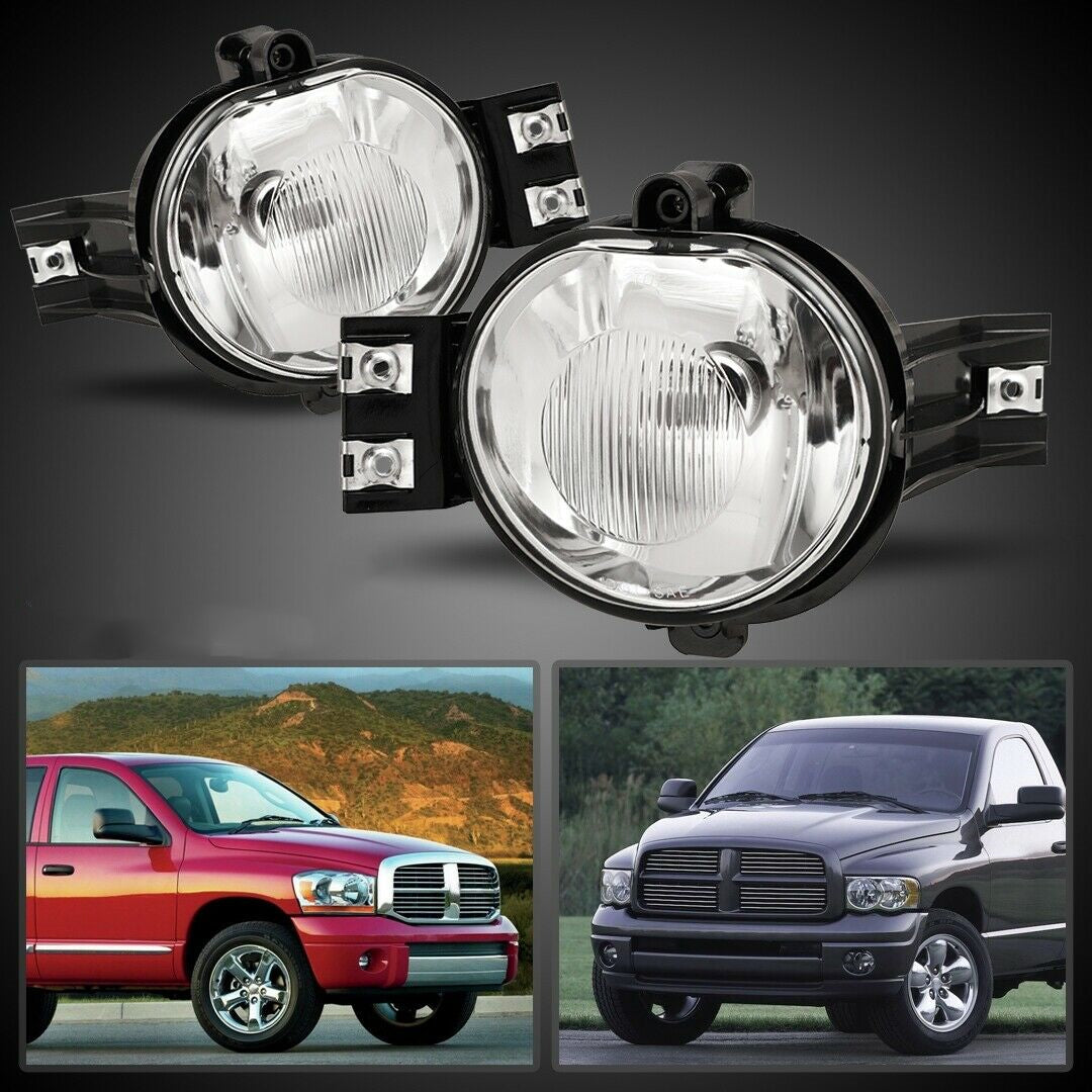 Pair Bumper Fog Light Lamp OE Replacement DOT Clear Lens Fit for 2002-2009 Dodge Ram