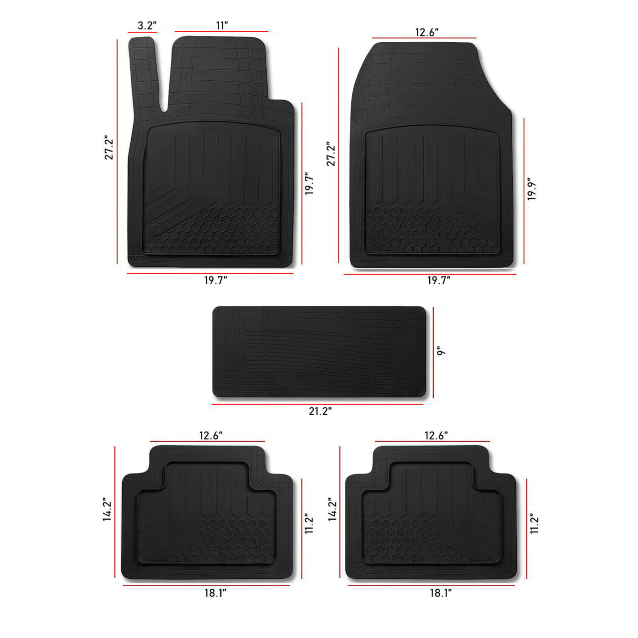 BMW X5 Waterproof Rubber 3D Molded Black Floor Mats Liner Protection 5 Pcs.