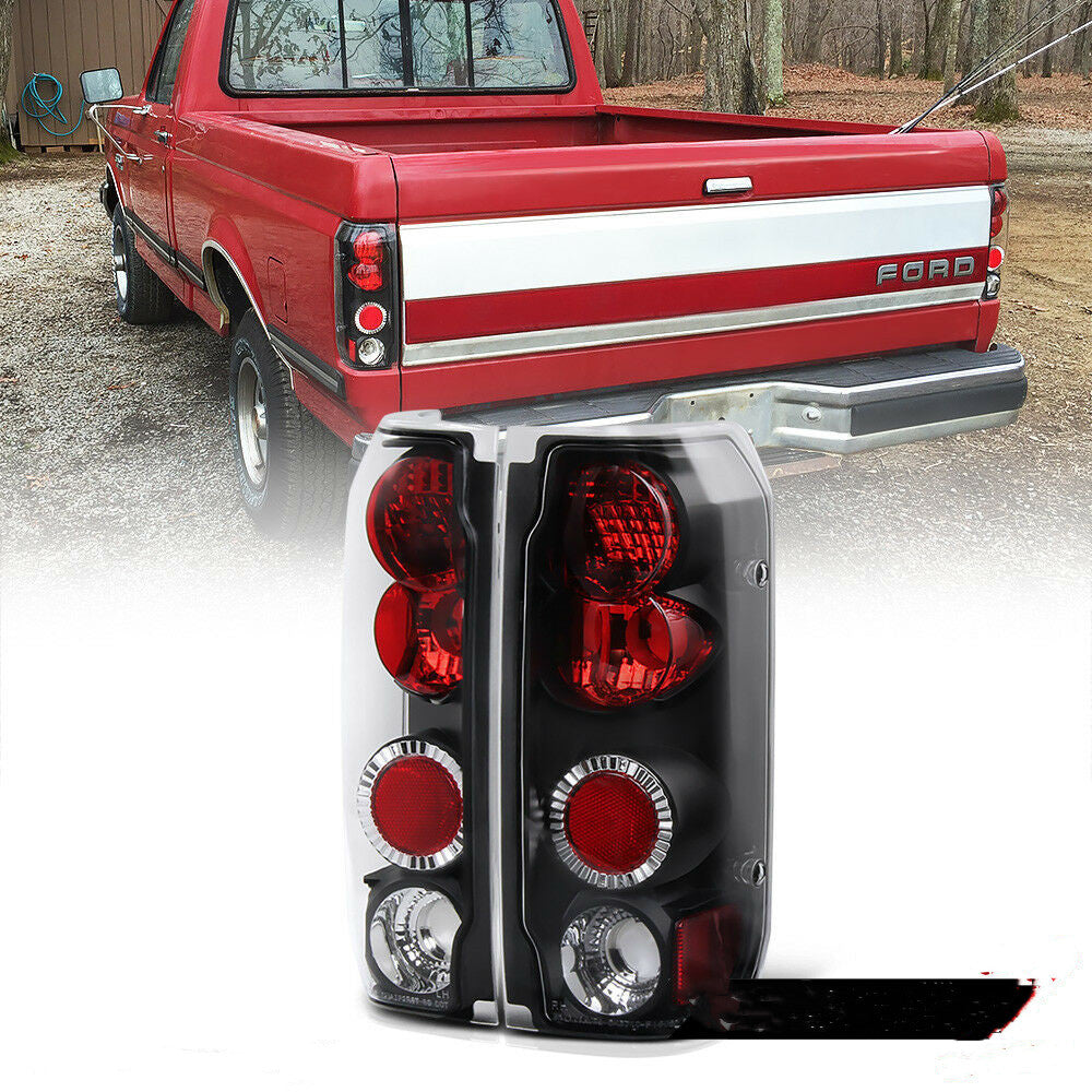 Bronco Black Red Tail Light Brake Signal Lamp L+R for 89-96 Ford F150 F250 F350