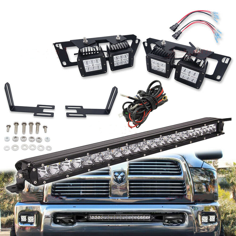 21" Front Bumper LED Lights Mounting Brackets wiring Kit Fit for Dodge Ram 2500/3500