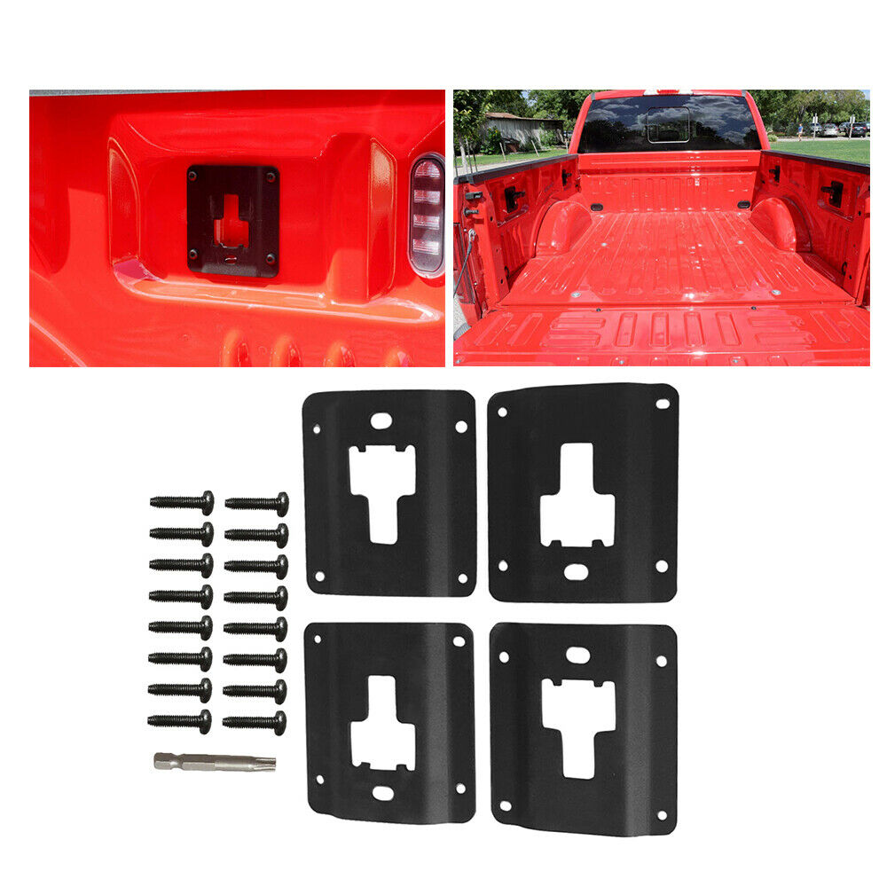 Tie Down Brackets Truck Bed Cargo for 2015-2019 Ford F150 F250 F350, Standard Bed Interface Plate Set 4 with 16 Anti-Theft Screws