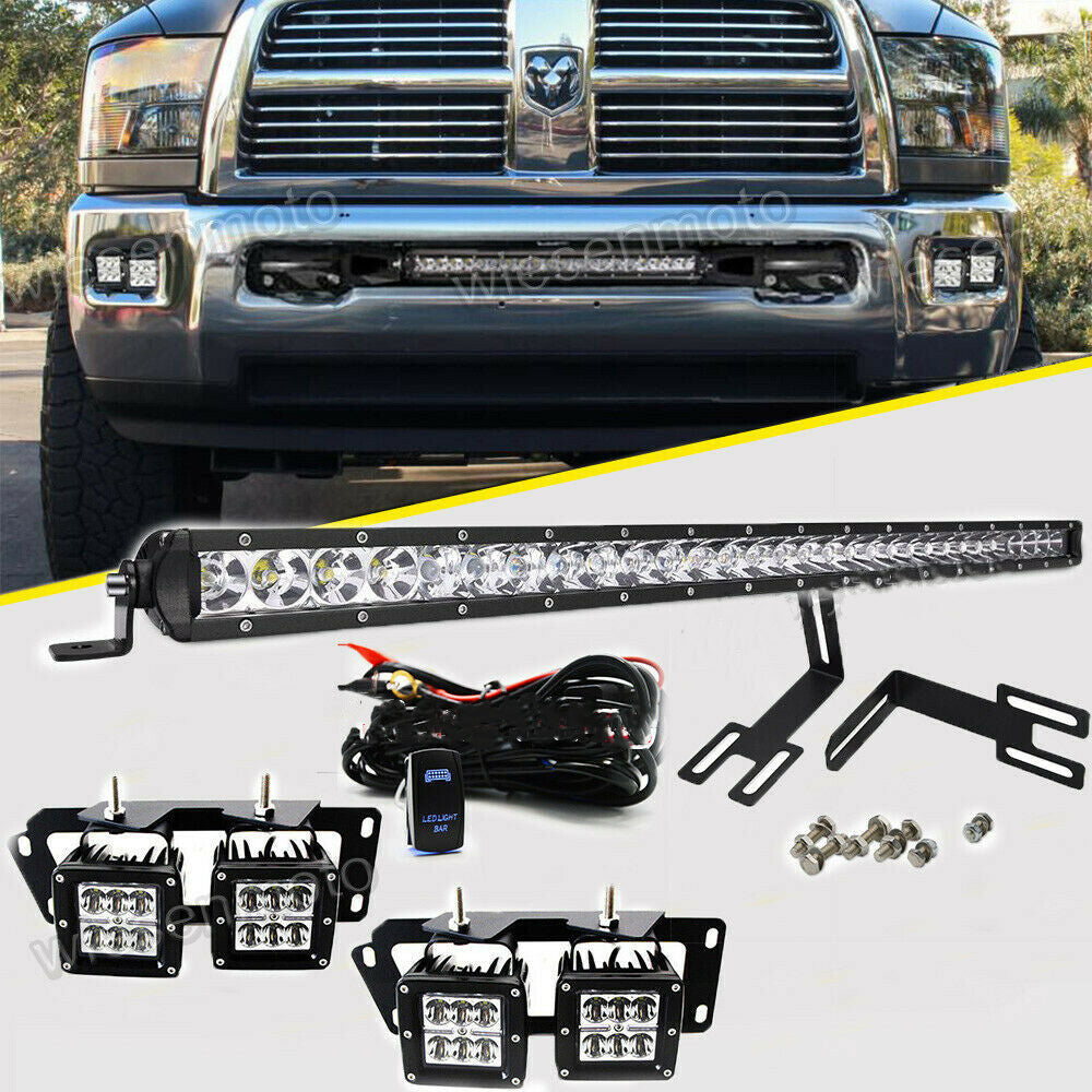 20'' LED Light Bar Dual 24W Pods Bumper Brackets for 10-UP Dodge Ram 2500/3500