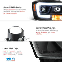 Thumbnail for Black LED DRL Tube Projector Headlight Lamp for Dodge Ram 1500 2006 2007 2008 Ram 2500 3500 2006 2007 2008 2009