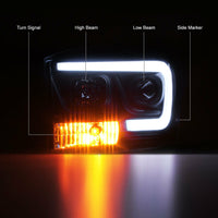 Thumbnail for Black LED DRL Tube Projector Headlight Lamp for Dodge Ram 1500 2006 2007 2008 Ram 2500 3500 2006 2007 2008 2009