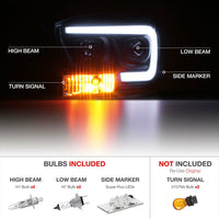 Thumbnail for Black LED DRL Tube Projector Headlight Lamp for Dodge Ram 1500 2006 2007 2008 Ram 2500 3500 2006 2007 2008 2009